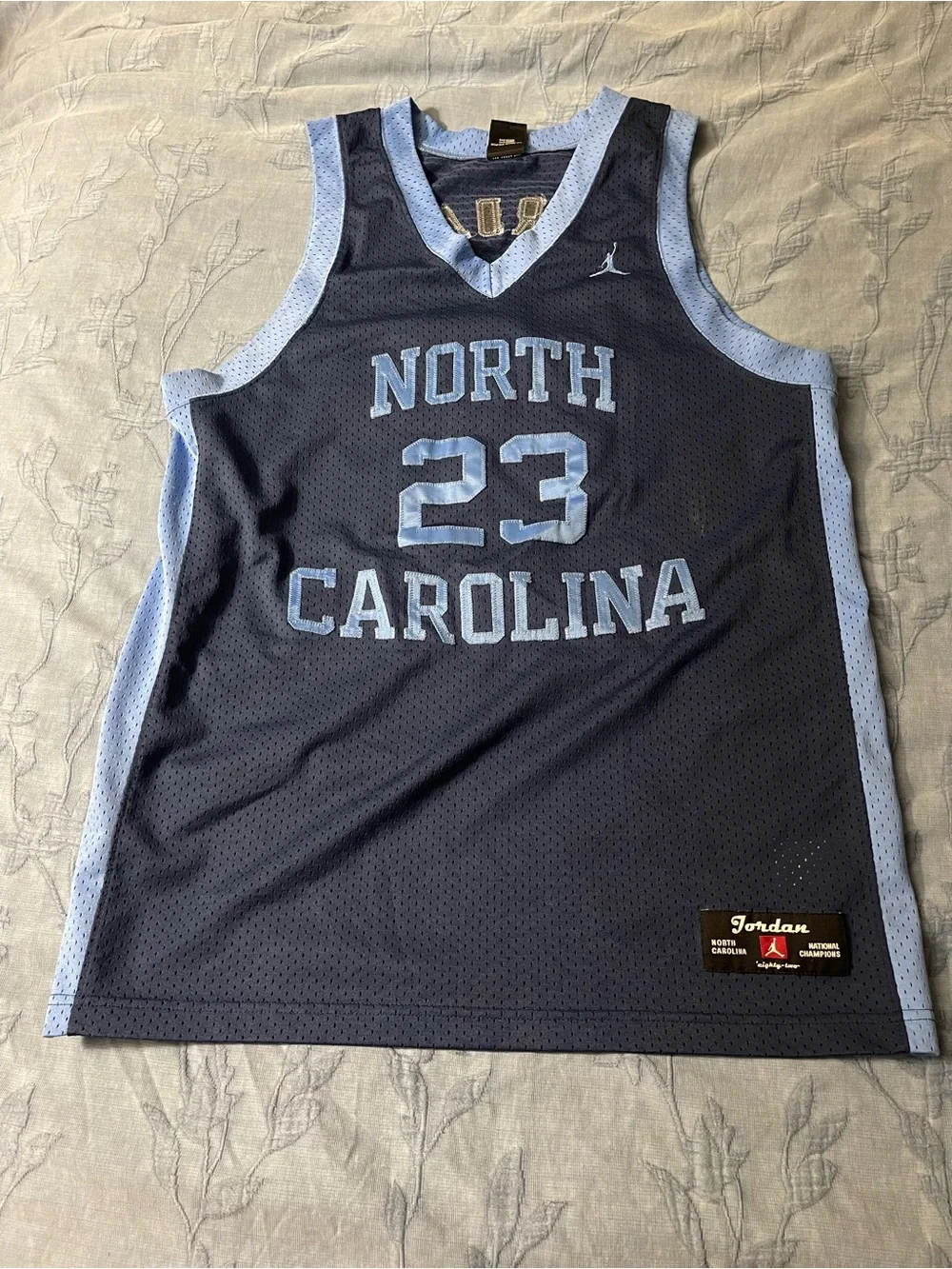 Jordan North Carolina #23 Basketball Jersey in Navy and Carolina Blue
